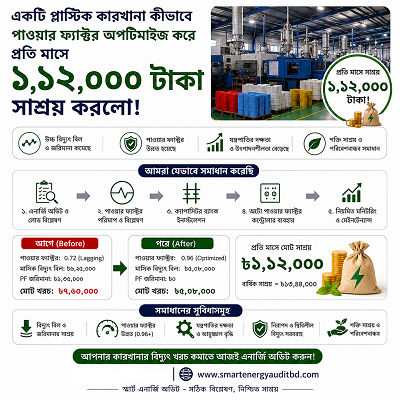 কারখানা কীভাবে পাওয়ার ফ্যাক্টর অপ্টিমাইজ করে প্রতি মাসে ১,১২,০০০ টাকা সাশ্রয়!